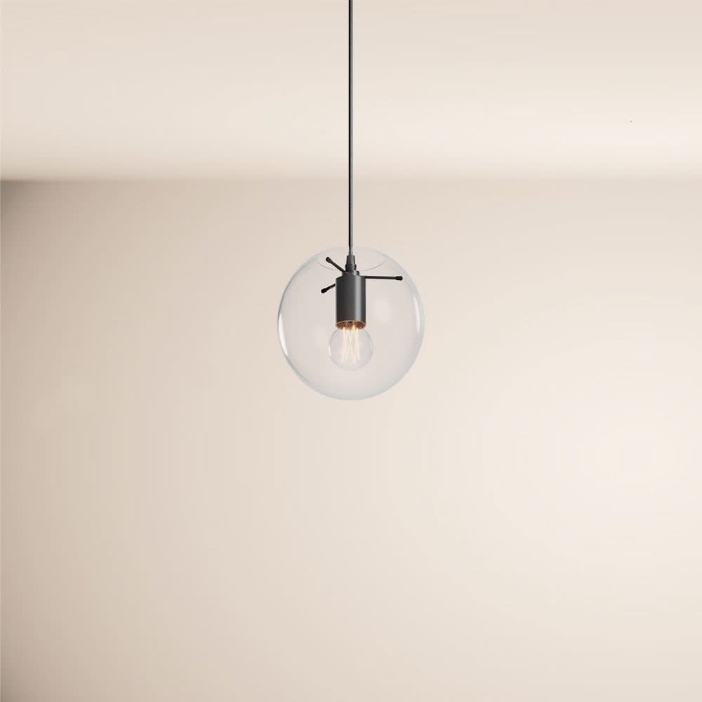 s.luce Orb Boule en verre Lampe de galerie 500cm Suspension noire