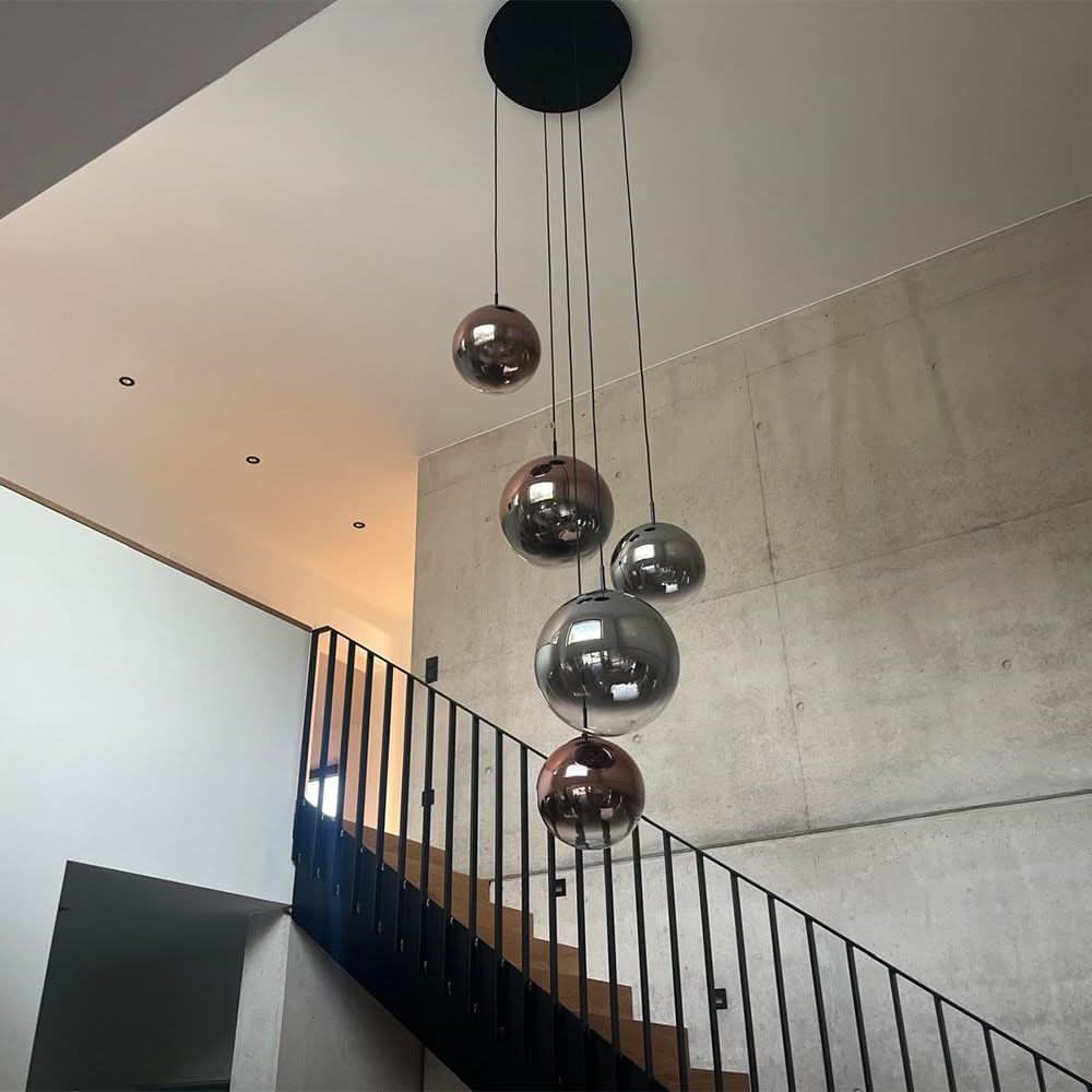 s.luce Orb Boule en verre Lampe de galerie 500cm Suspension noire