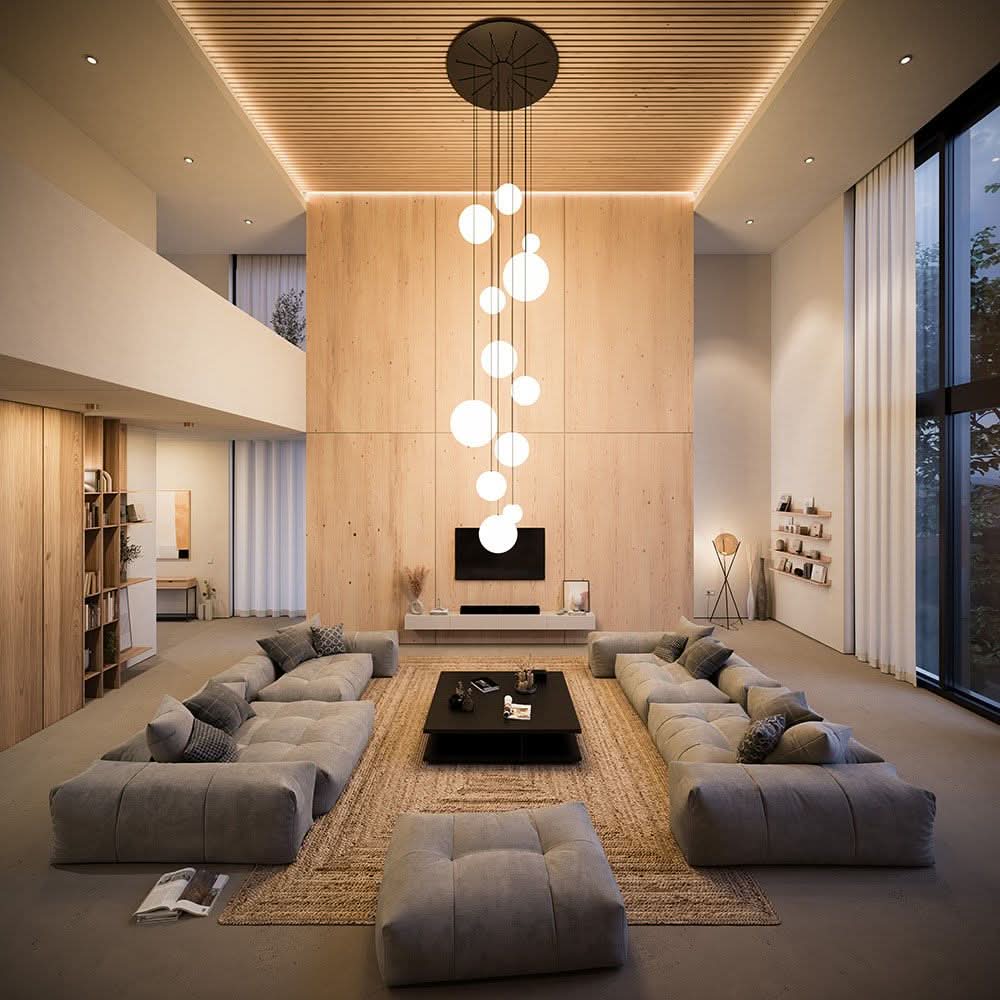 s.luce Orb Boule en verre Lampe de galerie 500cm Suspension noire