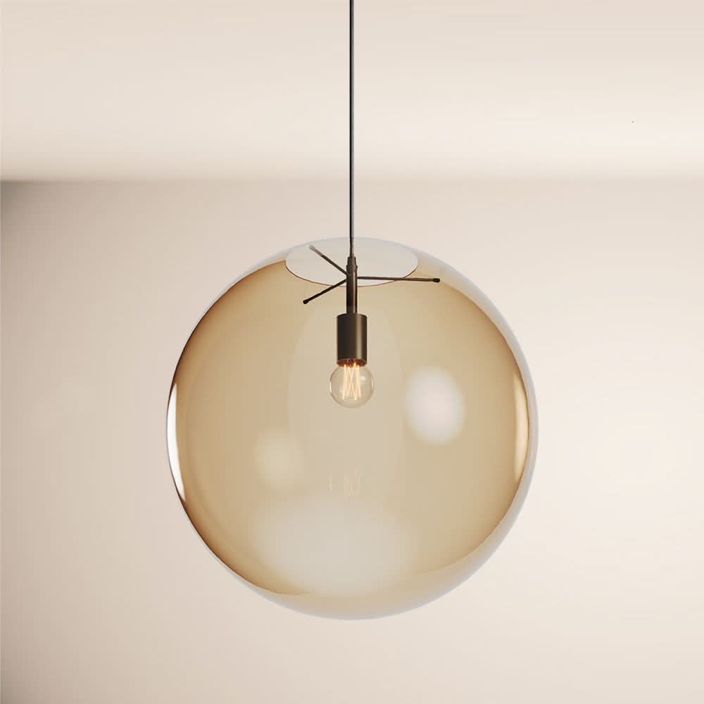 s.luce Orb Boule de verre Lampe à suspendre 150cm Suspension noire