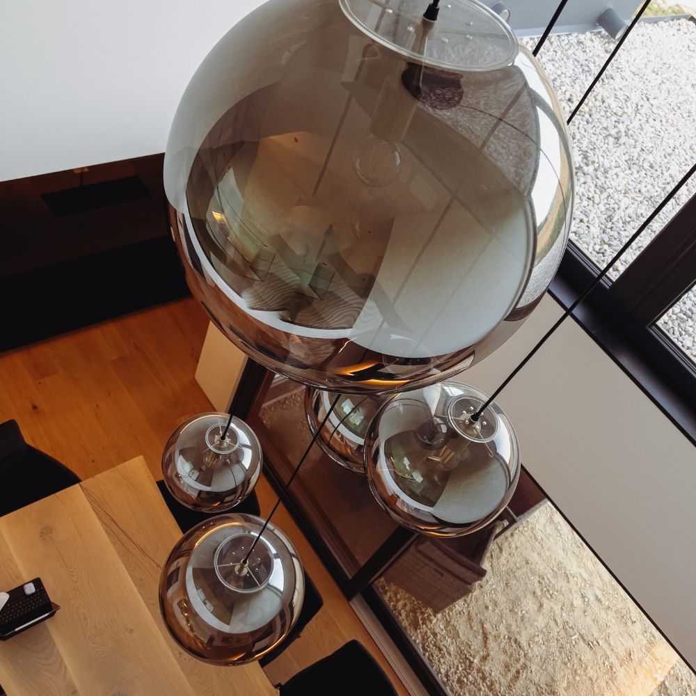 s.luce Orb Boule de verre Lampe à suspendre 150cm Suspension noire
