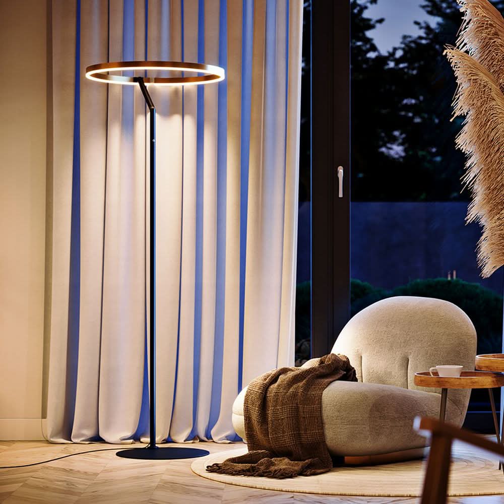 s.luce Ring LED lampadaire Ø 60cm avec variateur tactile
