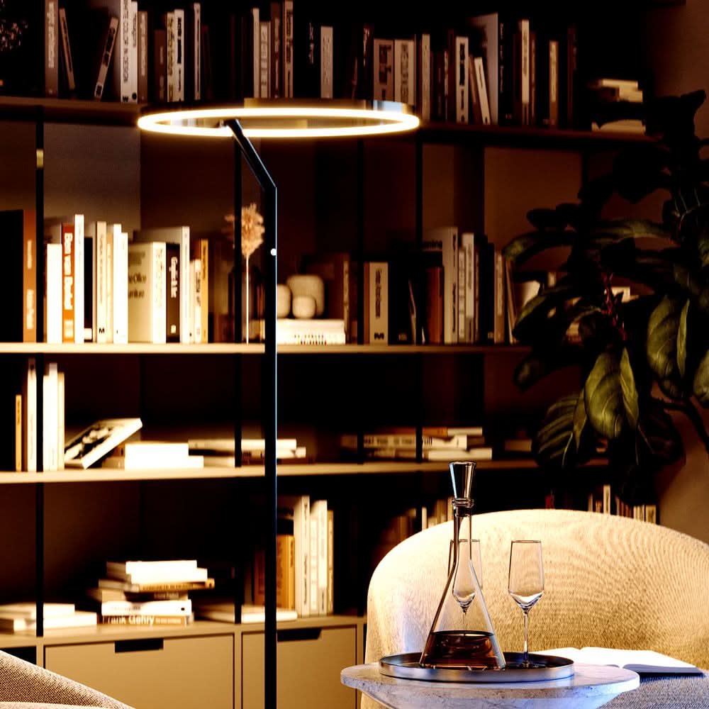 s.luce Ring LED lampadaire Ø 60cm avec variateur tactile