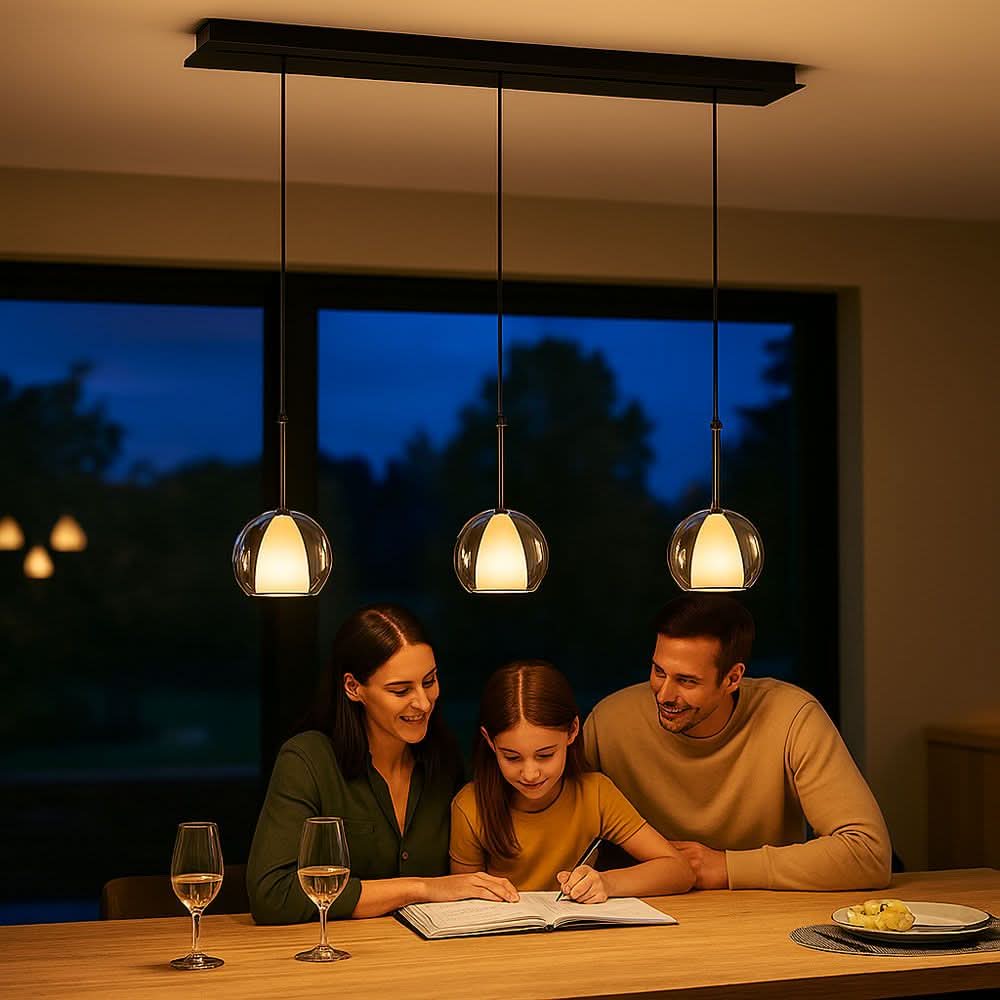 s.luce Belluna Lampe suspendue de table à manger 3 flammes 120cm