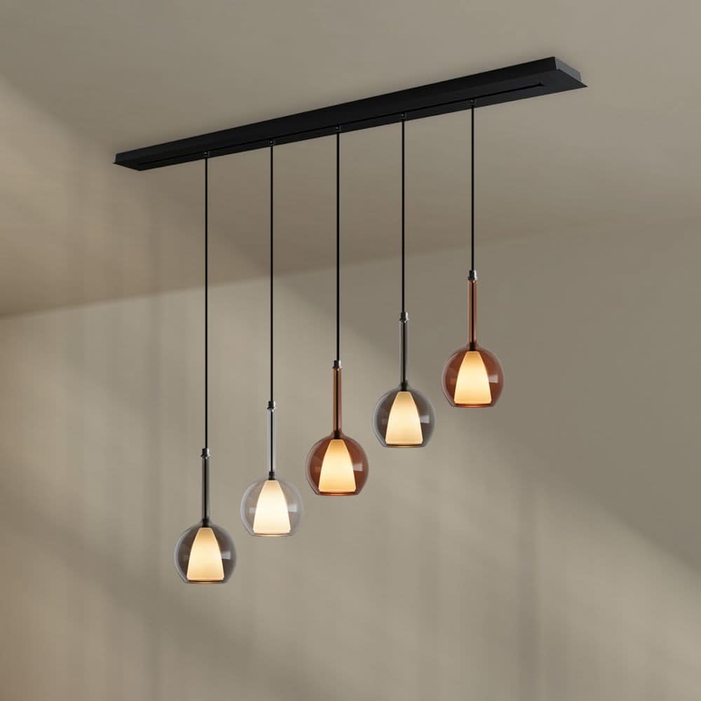 s.luce Belluna Lampe à suspendre de table à manger 5 flammes 160cm baldaquin