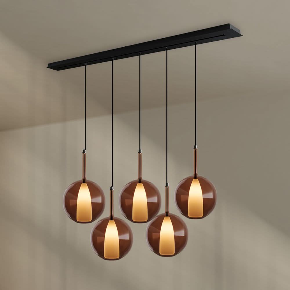 s.luce Belluna Lampe à suspendre de table à manger 5 flammes 160cm baldaquin