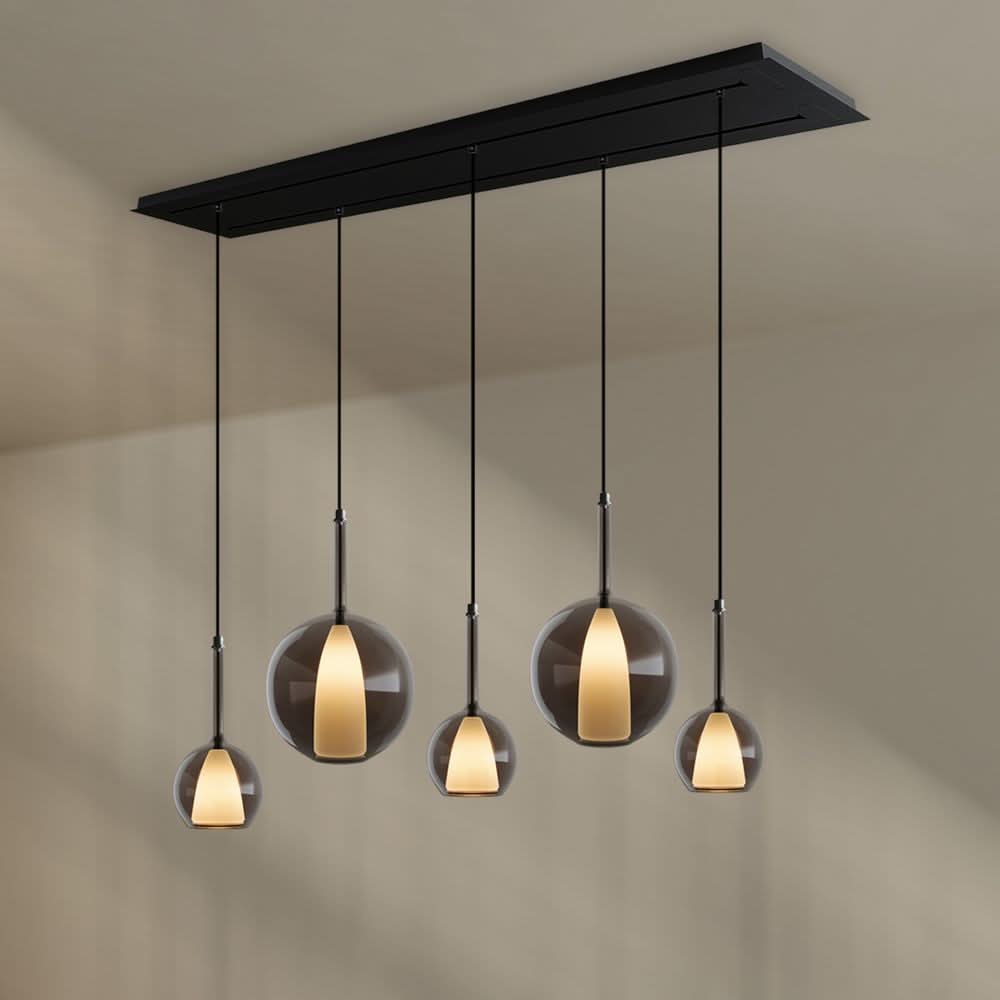 s.luce Belluna Lampe de table 5 flammes 160cm 2 rangées