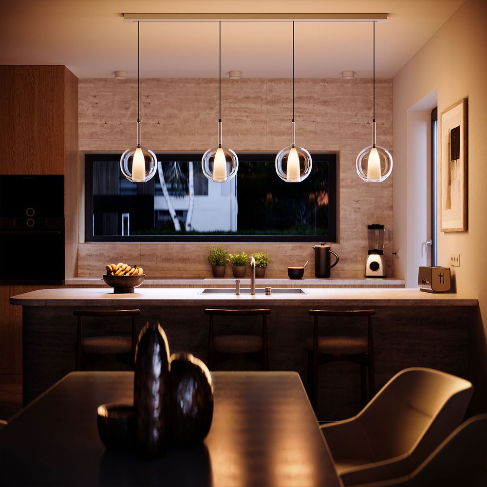 s.luce Belluna suspension en verre 150cm câble textile