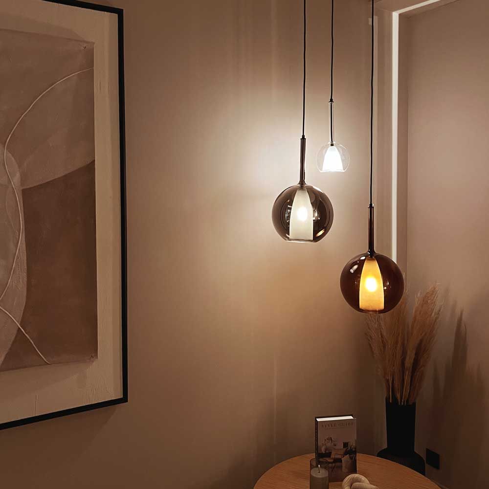 s.luce Belluna suspension en verre 150cm câble textile