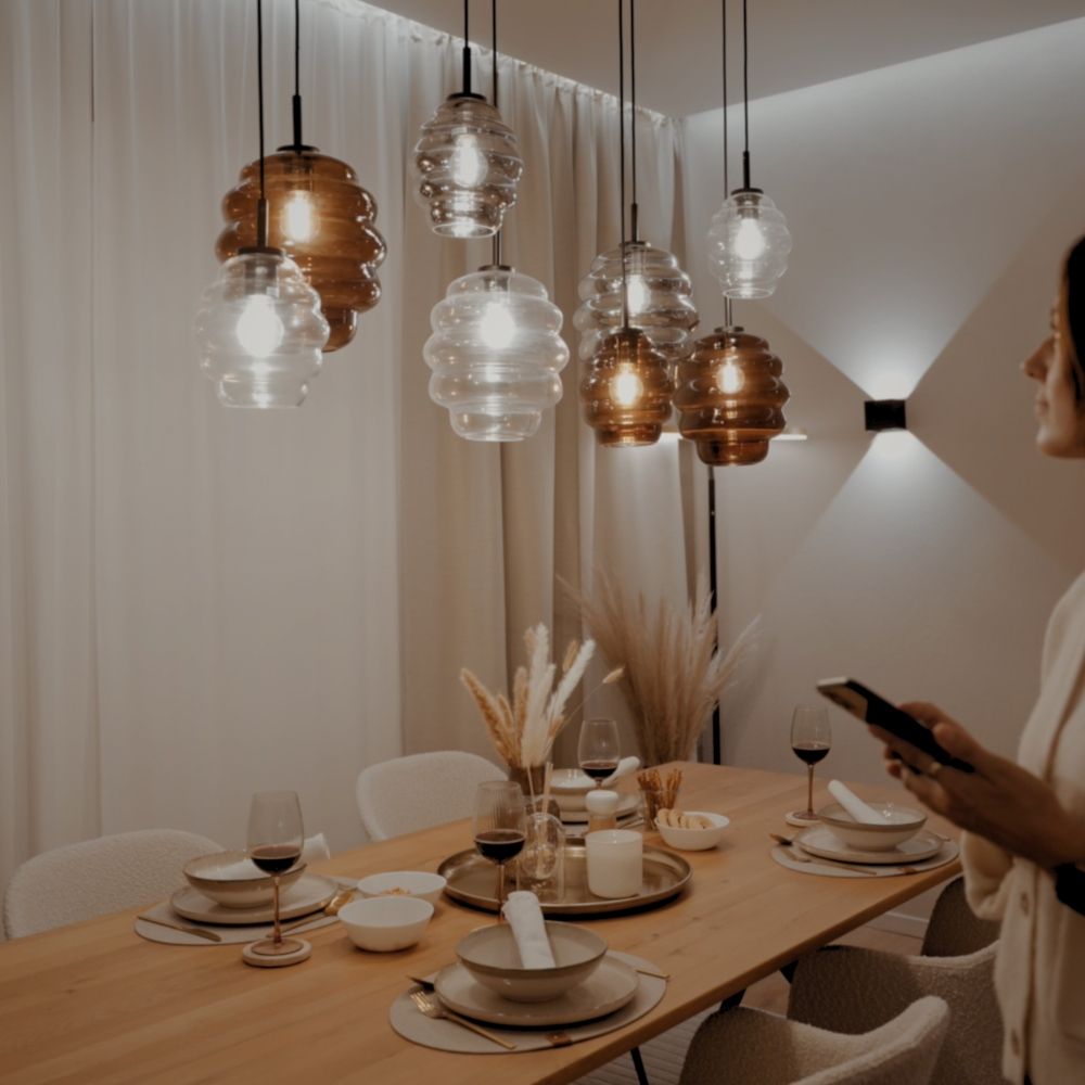 s.luce Echos Lampe à suspendre de table à manger 3 flammes 120cm Ø 18cm