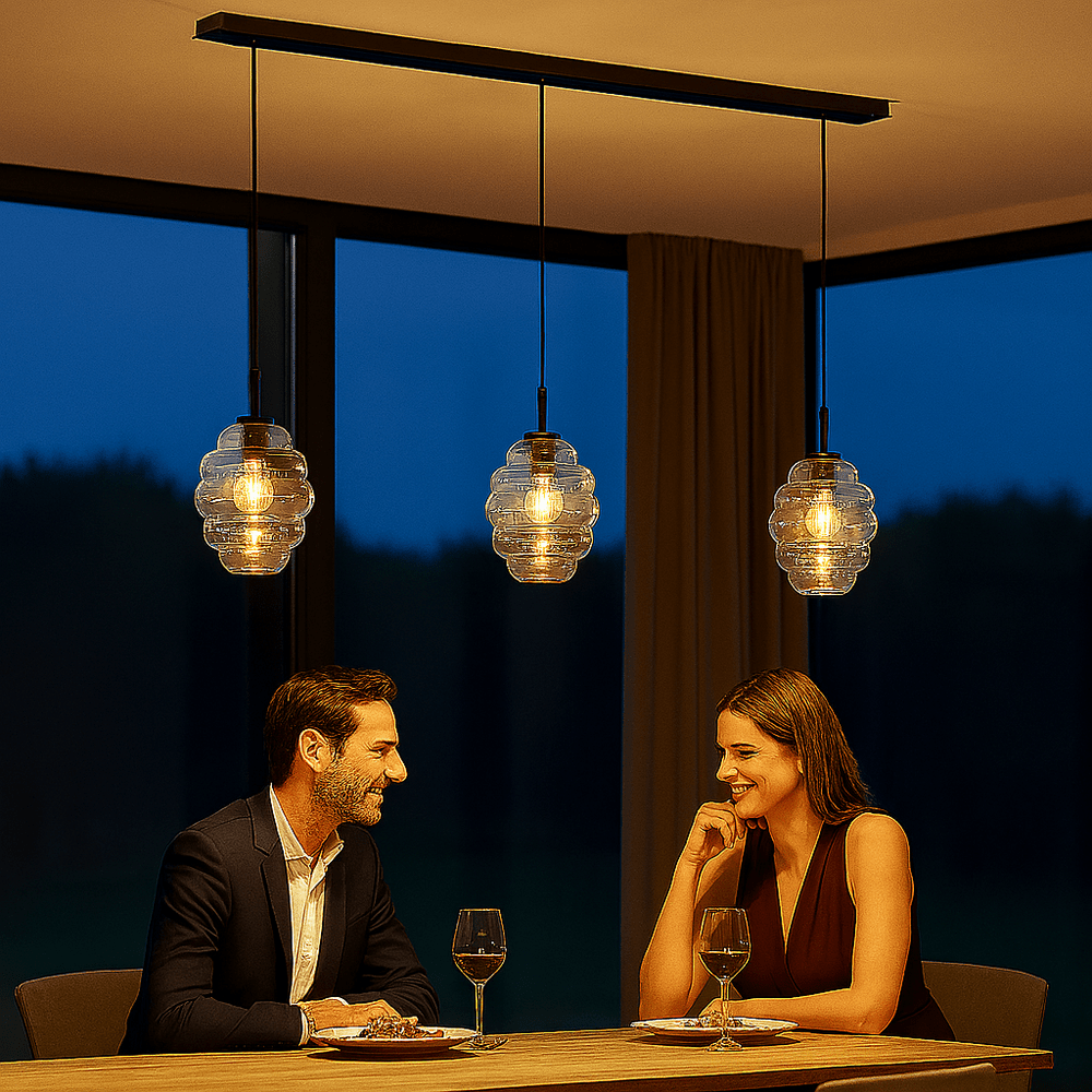 s.luce Echos Lampe à suspendre de table à manger 3 flammes 120cm Ø 18cm