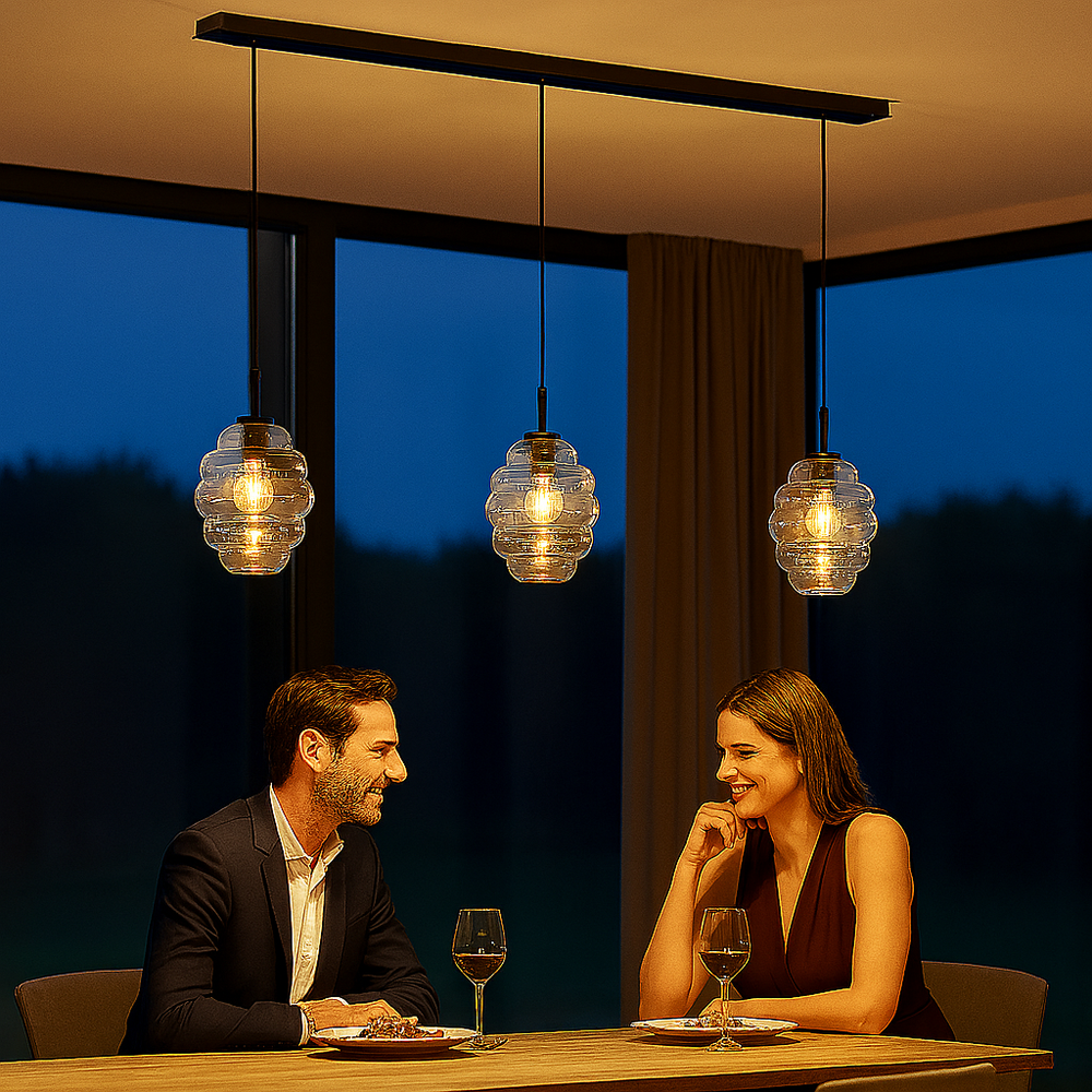 s.luce Echos Lampe à suspendre de table à manger 3 flammes 120cm Ø 18cm