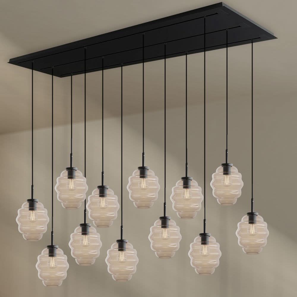 s.luce Echos lampe de salle à manger 12 flammes 200cm 3 rangées Ø 18cm