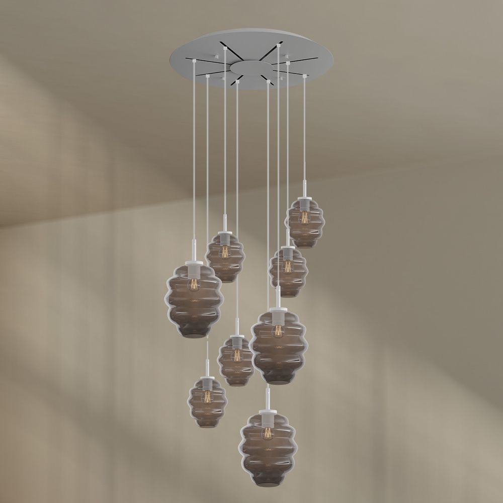 s.luce Echos lampe de galerie 8 flammes Ø 80cm baldaquin Ø 18/25cm