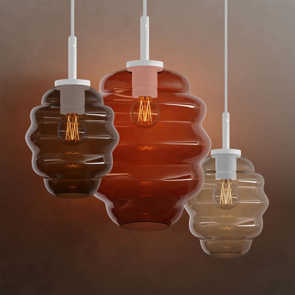 s.luce Echos Lampe à suspendre en verre Suspension 150cm Blanc