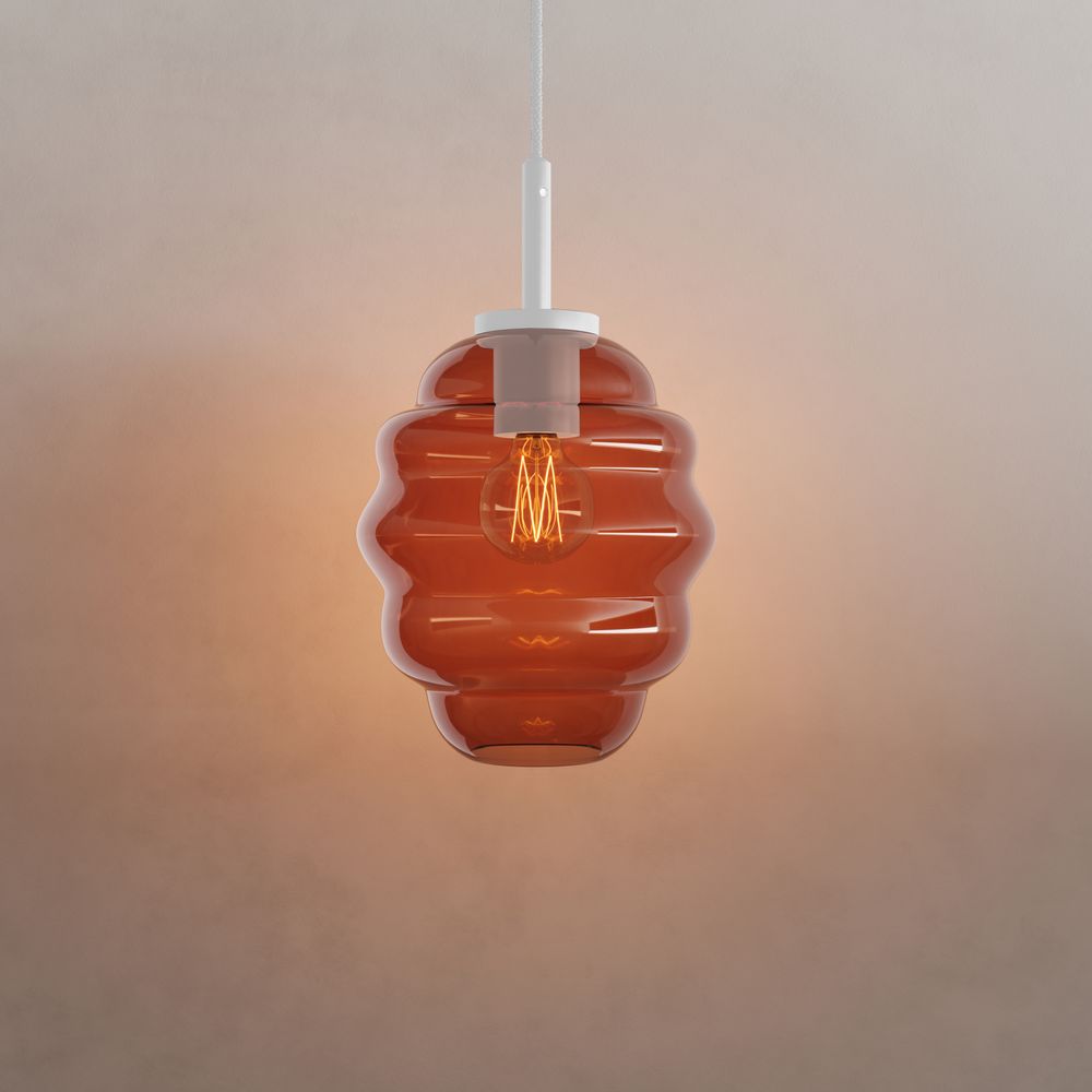 s.luce Echos Lampe à suspendre en verre Suspension 150cm Blanc