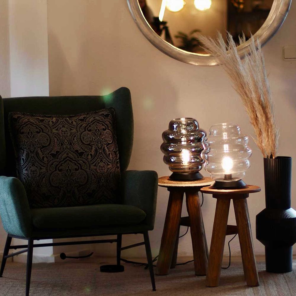 s.luce Echos lampe de table en verre E27 avec interrupteur