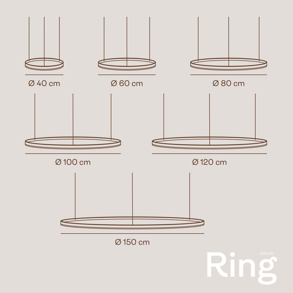 s.luce LED Ring Suspension 3-flamme Excentrique