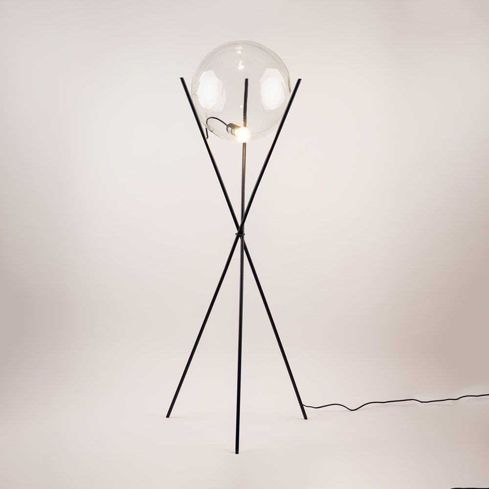s.luce Orb Axis Boule de verre Lampadaire tripode 160cm
