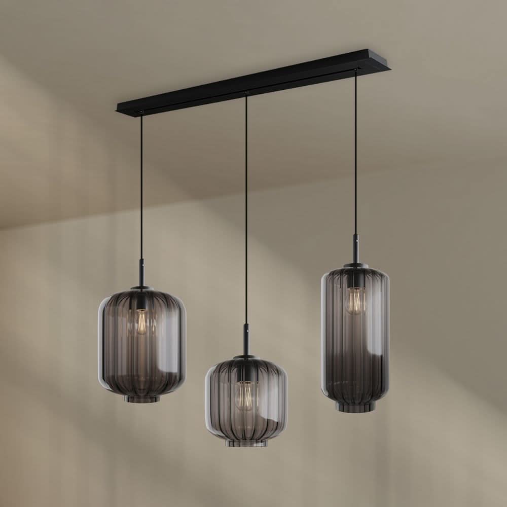 s.luce Velo Lampe suspendue de table à manger 3 flammes 120cm Ø 18/20/25cm