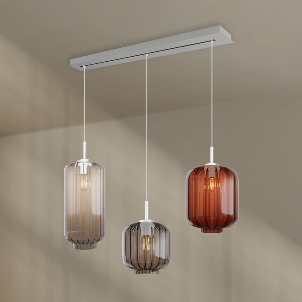 s.luce Velo Lampe suspendue de table à manger 3 flammes 120cm Ø 18/20/25cm