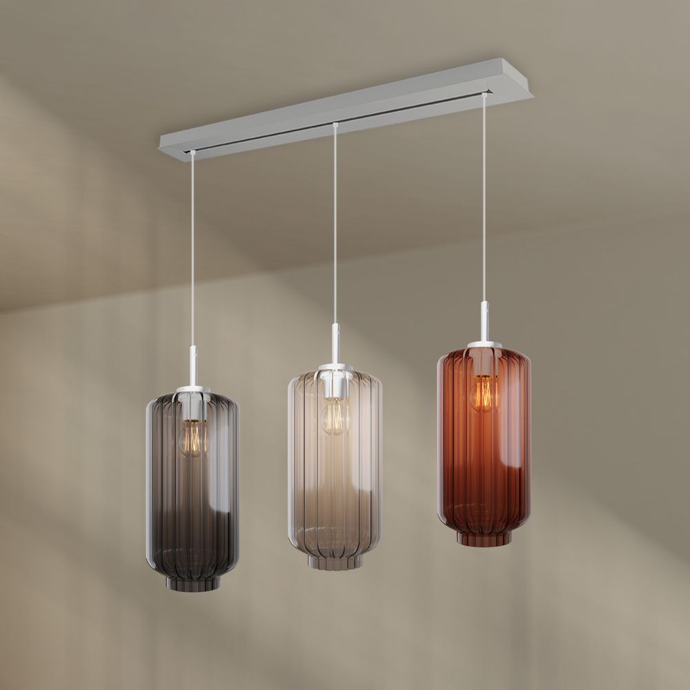 s.luce Velo Lampe suspendue de table à manger 3-flamme 120cm Ø 18cm