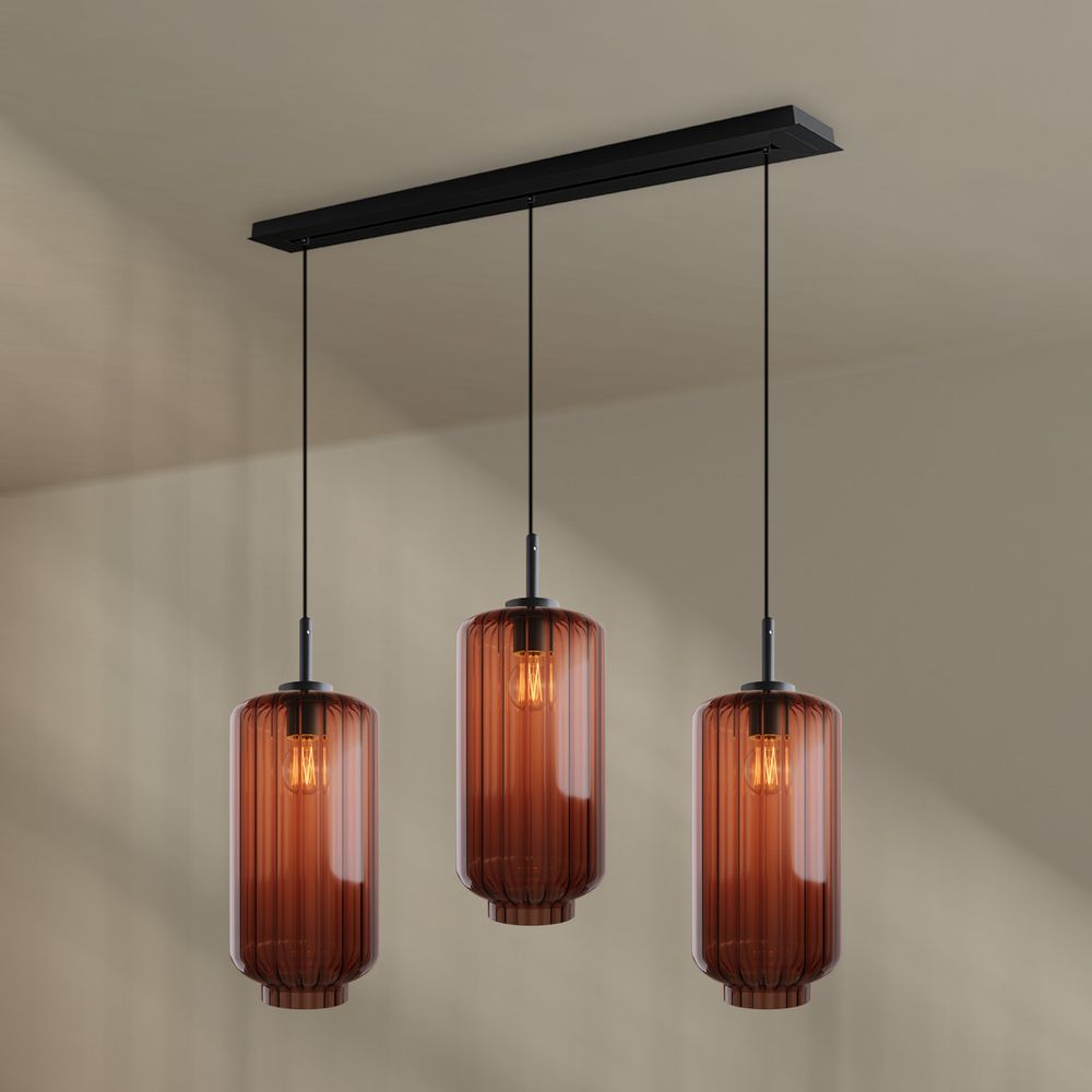 s.luce Velo Lampe suspendue de table à manger 3-flamme 120cm Ø 18cm