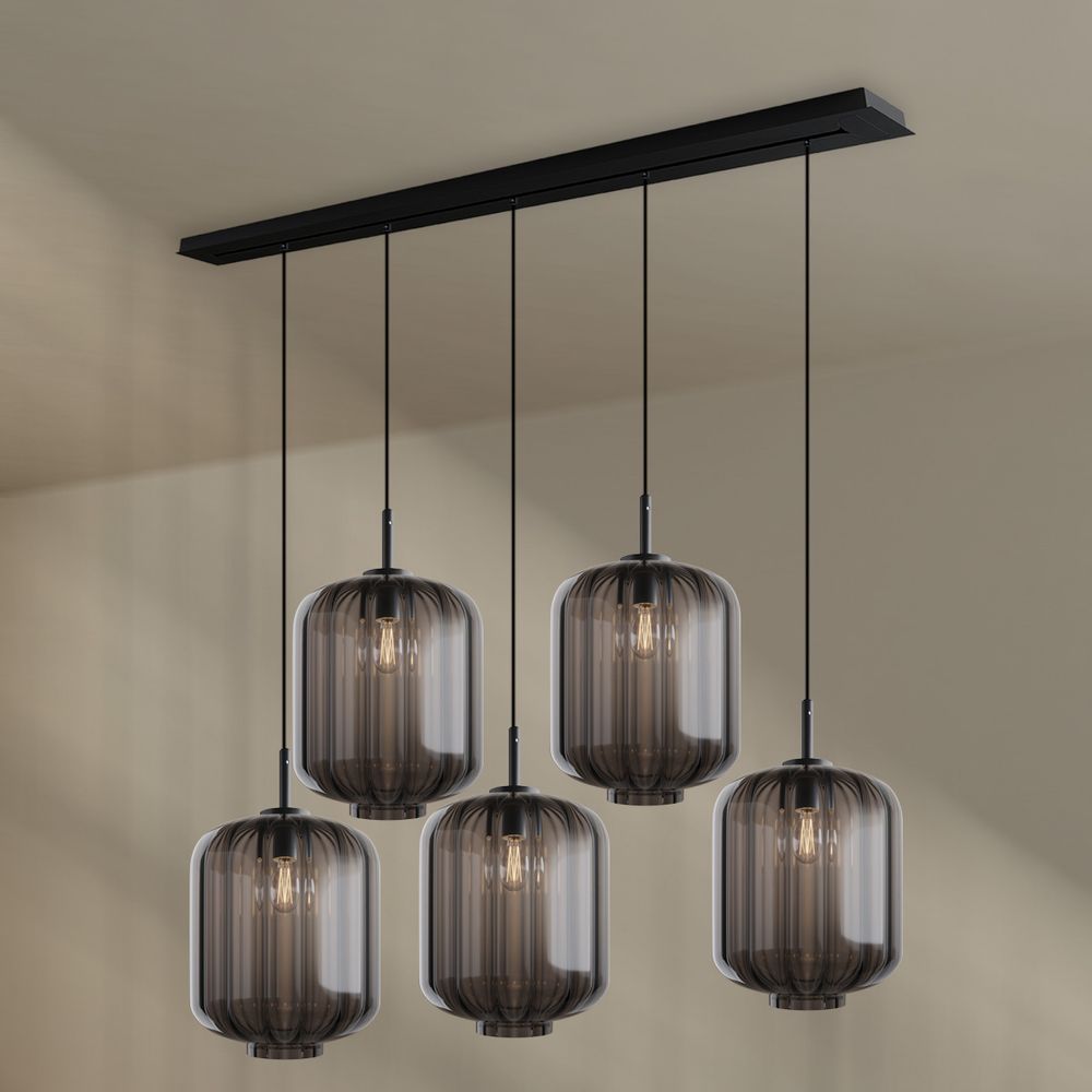 s.luce Velo Lampe de salle à manger 5 flammes baldaquin 160cm Ø 25cm