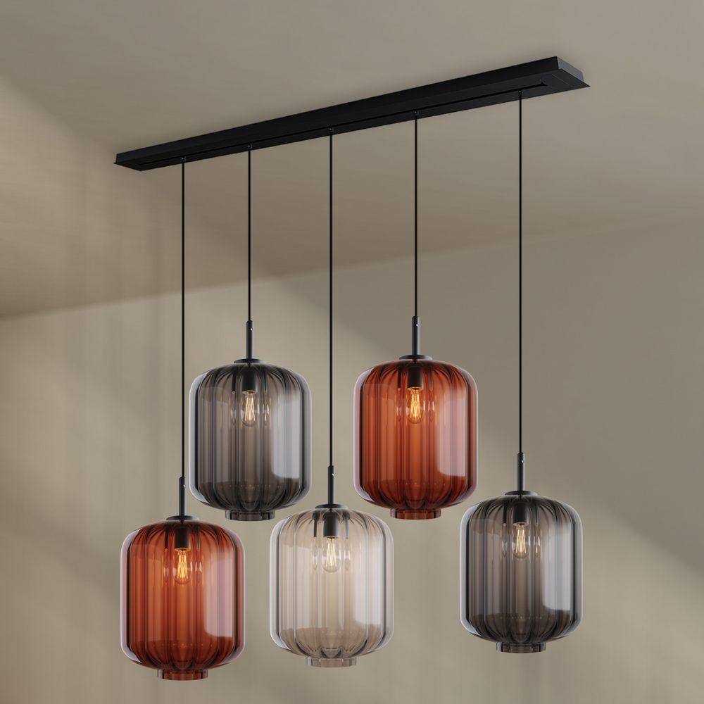 s.luce Velo Lampe de salle à manger 5 flammes baldaquin 160cm Ø 25cm