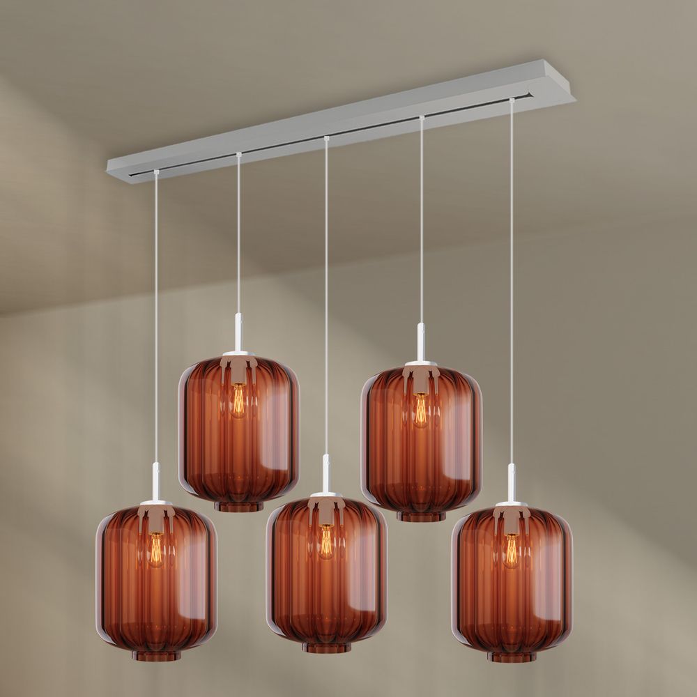 s.luce Velo Lampe de salle à manger 5 flammes baldaquin 160cm Ø 25cm