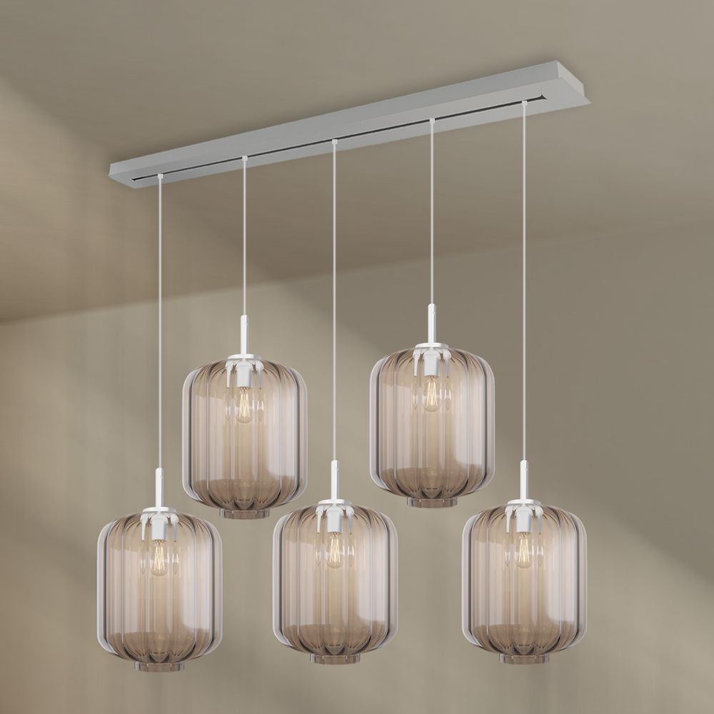 s.luce Velo Lampe de salle à manger 5 flammes baldaquin 160cm Ø 25cm