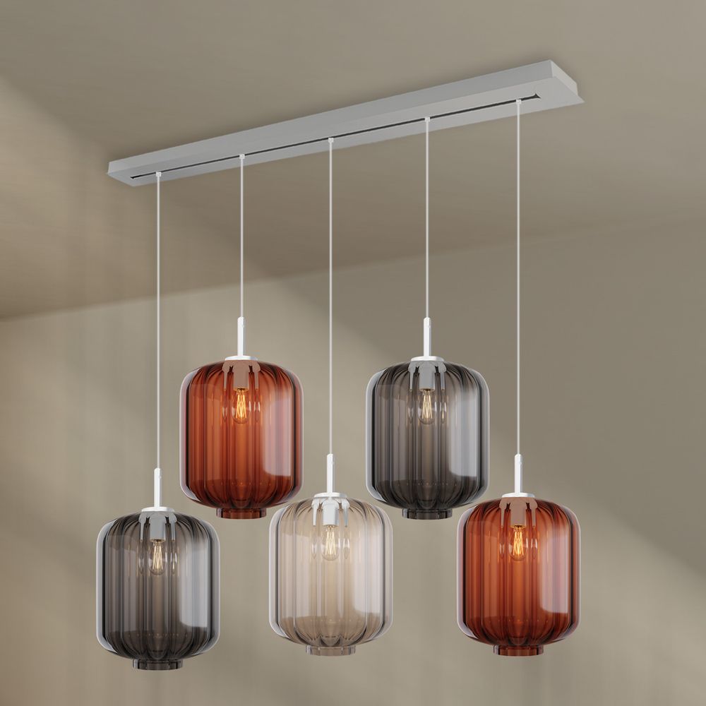 s.luce Velo Lampe de salle à manger 5 flammes baldaquin 160cm Ø 25cm