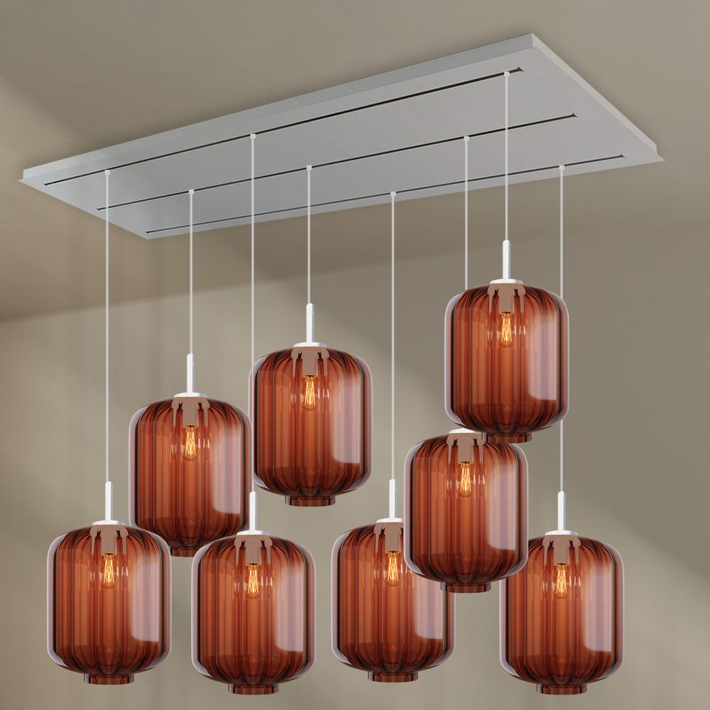 s.luce Velo Lampe de salle à manger 8 flammes 200cm 3 rangées Ø 25cm