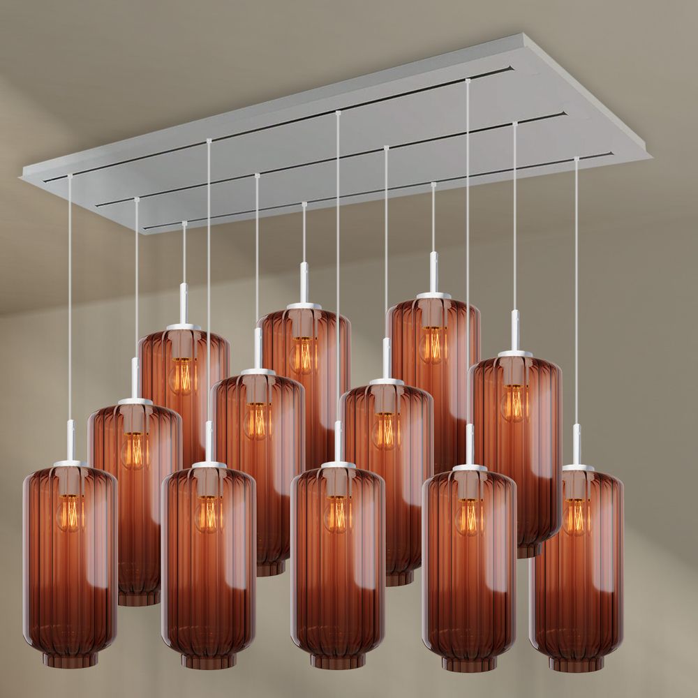 s.luce Velo Lampe de salle à manger 12 flammes 200cm 3 rangées Ø 18cm