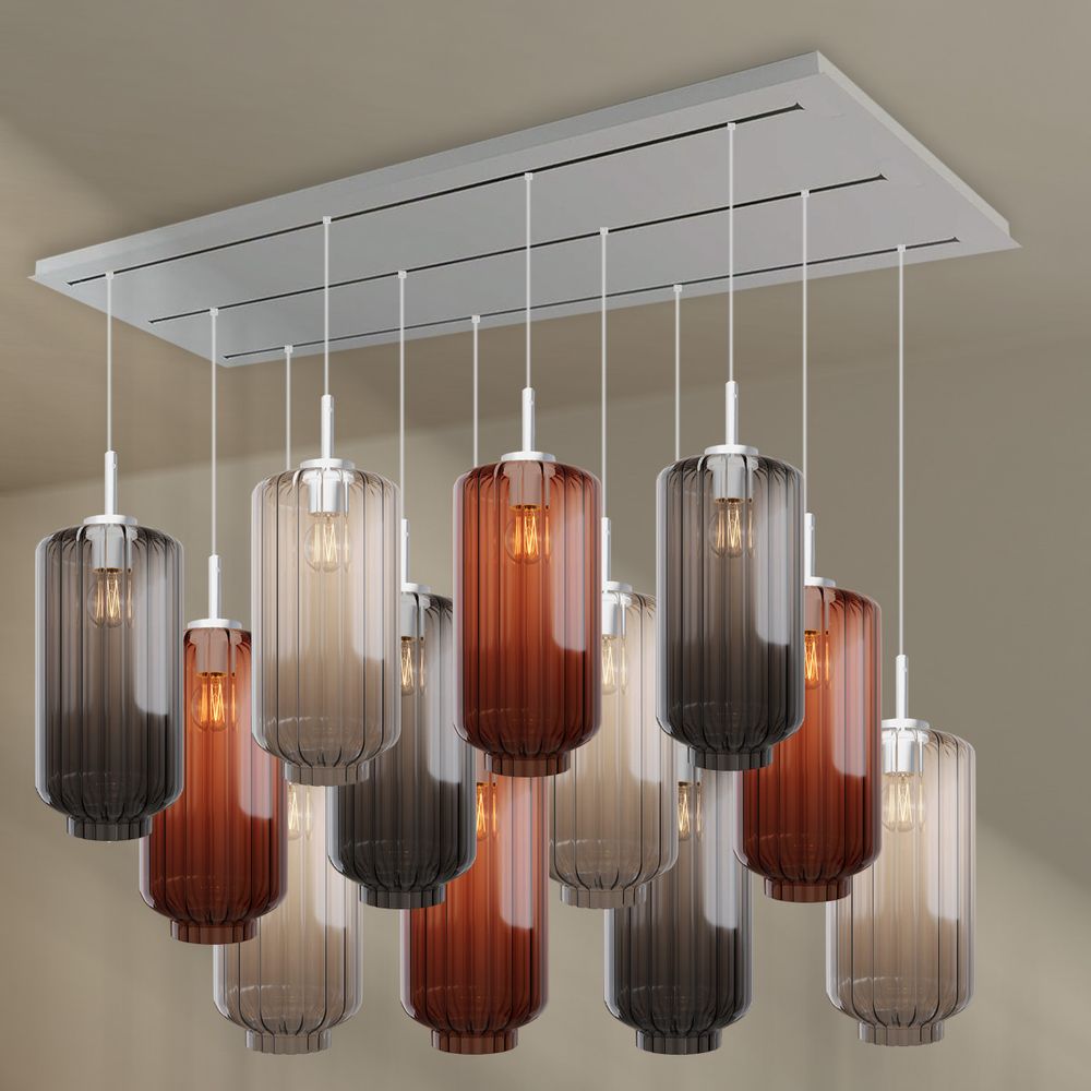 s.luce Velo Lampe de salle à manger 12 flammes 200cm 3 rangées Ø 18cm