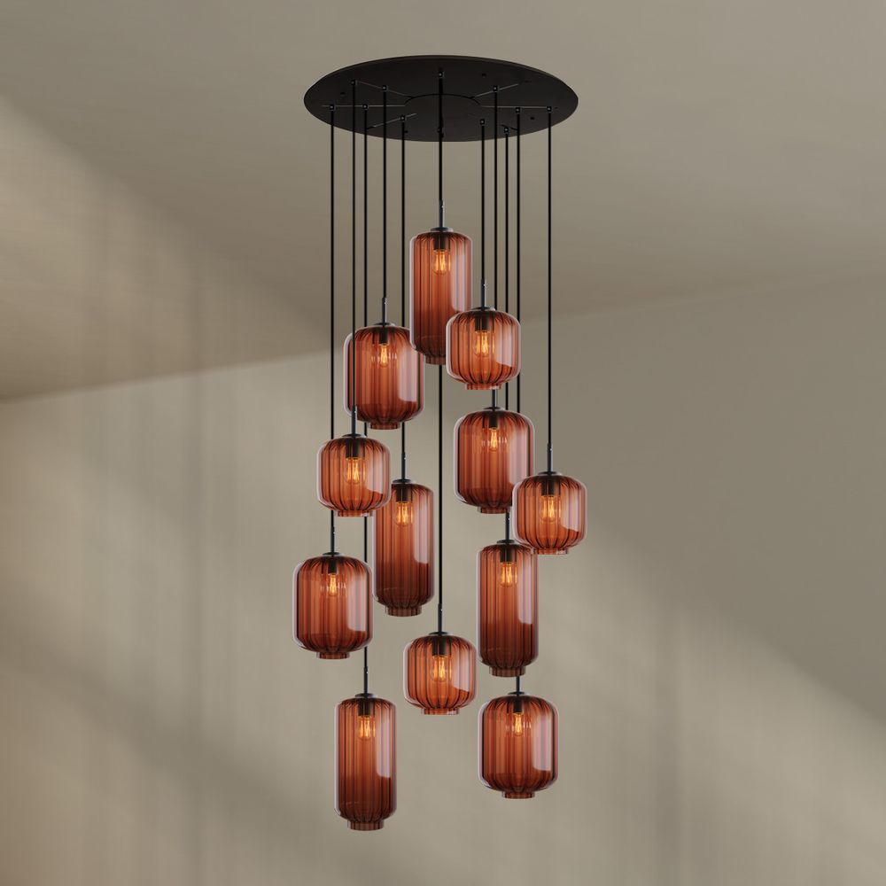 s.luce Velo lampe de galerie 12 flammes Ø 80cm baldaquin Ø 18/20/25cm