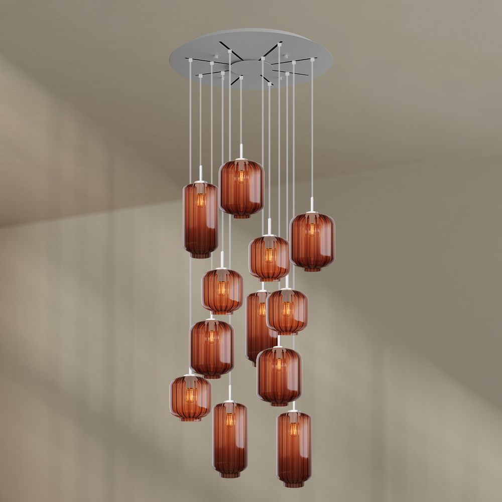 s.luce Velo lampe de galerie 12 flammes Ø 80cm baldaquin Ø 18/20/25cm