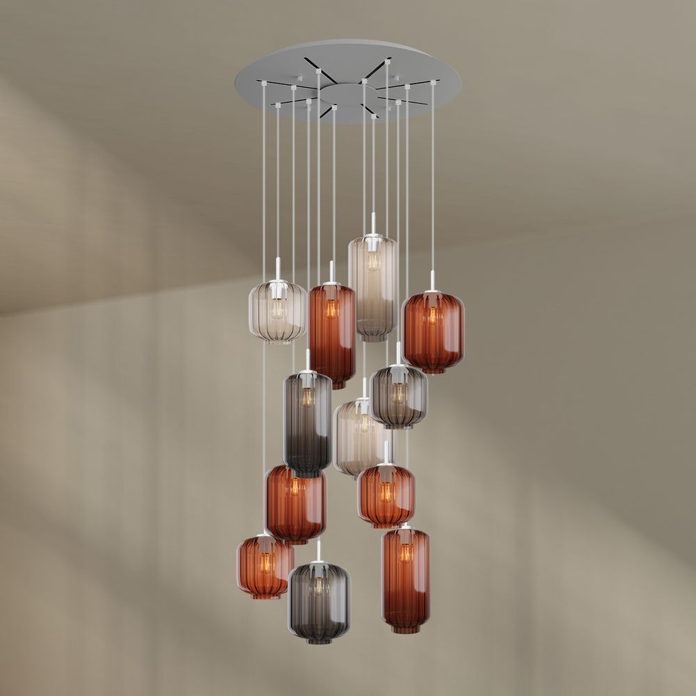 s.luce Velo lampe de galerie 12 flammes Ø 80cm baldaquin Ø 18/20/25cm