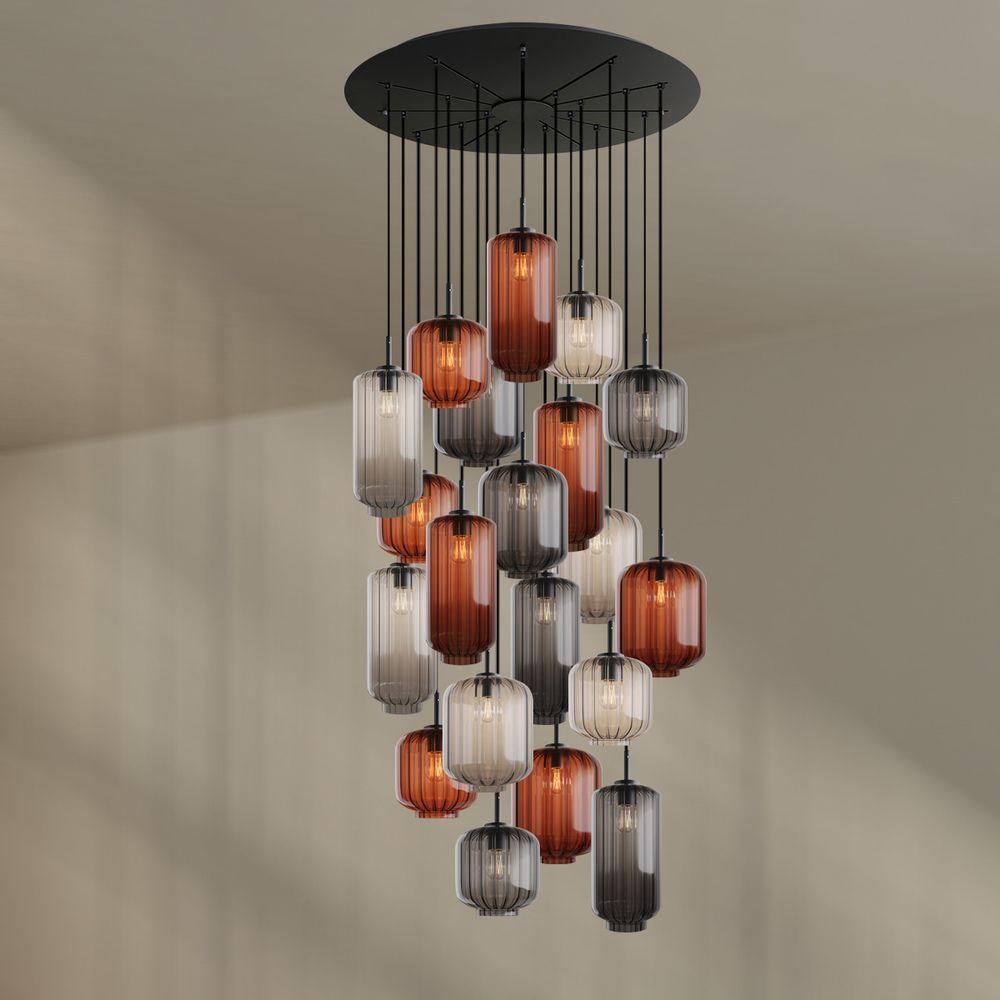 s.luce Velo lampe de galerie 20 flammes Ø 120cm Ø 18/20/25cm