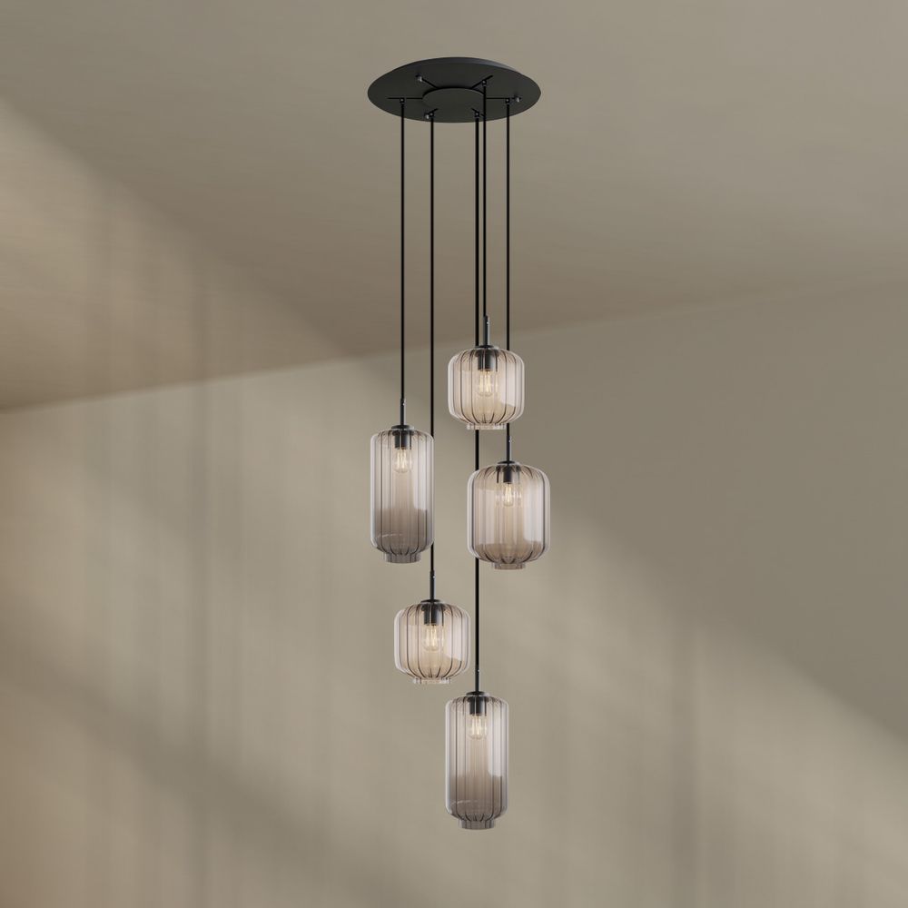 s.luce Velo lampe de galerie 5 flammes Ø 60cm baldaquin Ø 18/20/25cm