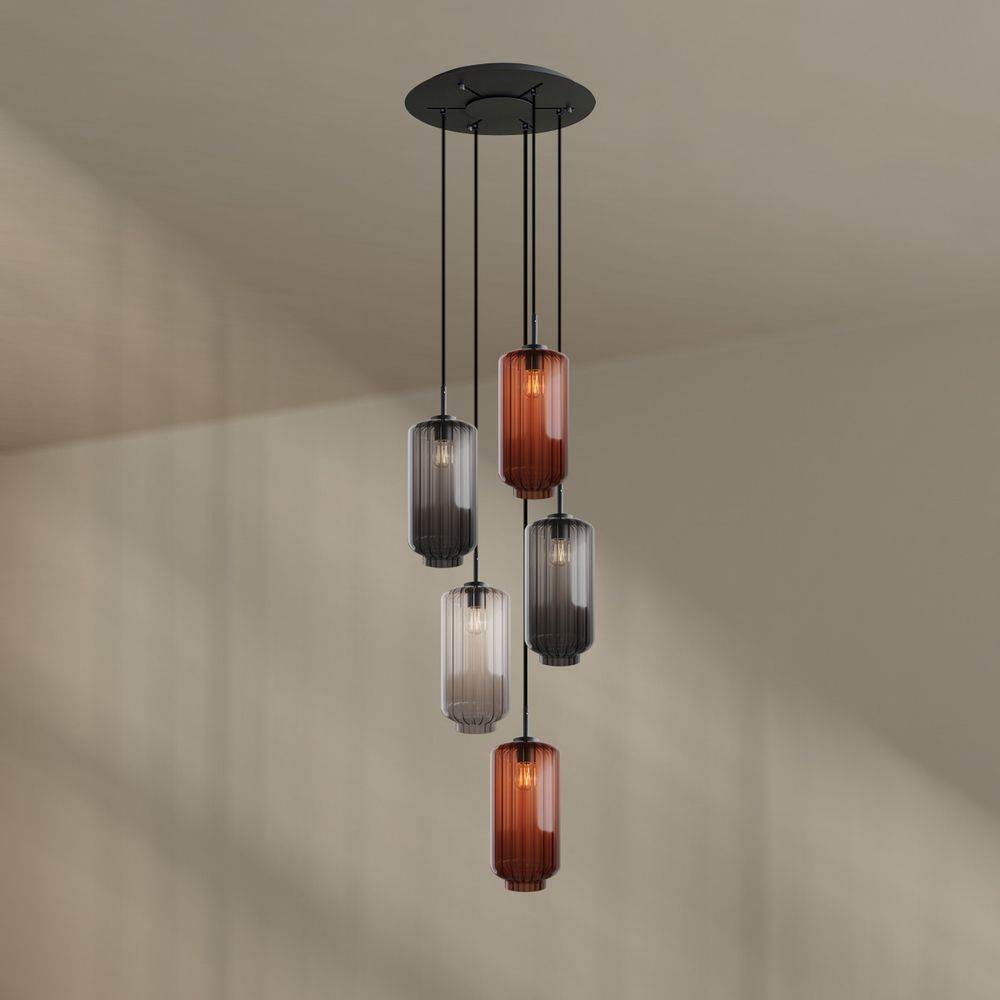 s.luce Velo lampe de galerie 5 flammes Ø 60cm baldaquin Ø 18cm