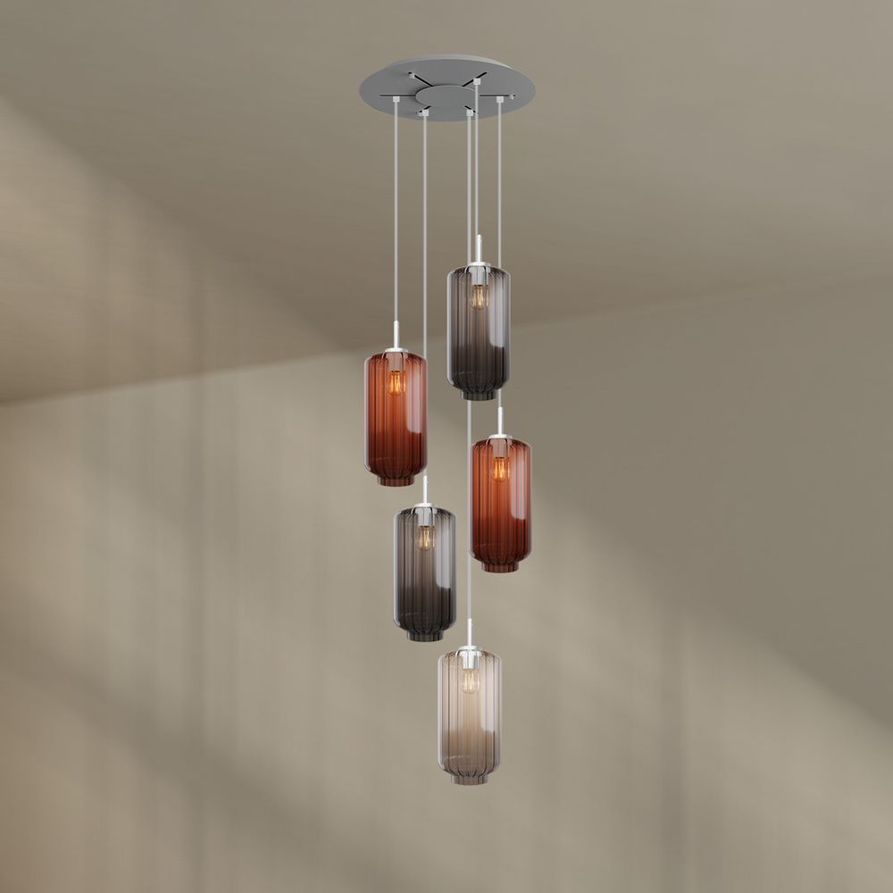 s.luce Velo lampe de galerie 5 flammes Ø 60cm baldaquin Ø 18cm