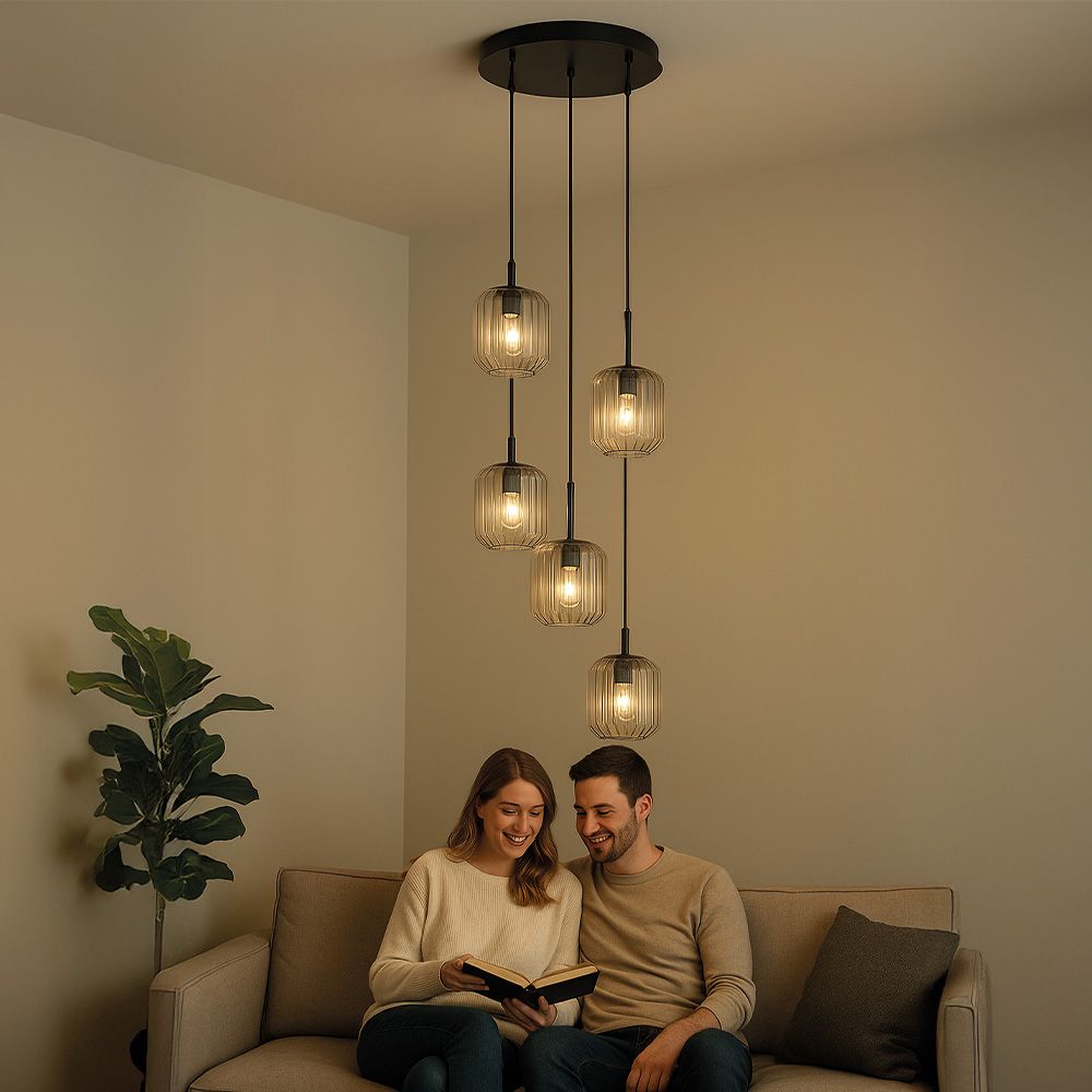 s.luce Velo lampe de galerie à 5 flammes Ø 60cm baldaquin Ø 20cm