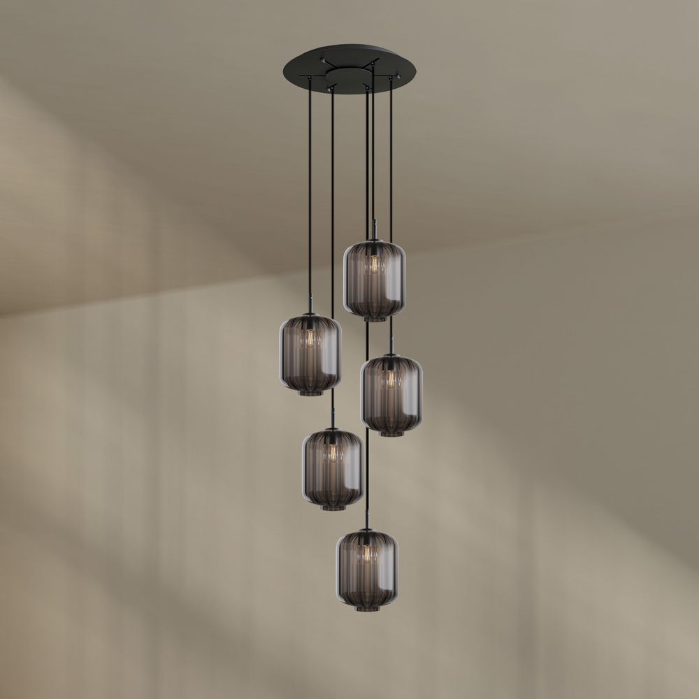 s.luce Velo Lampe à suspendre à 5 flammes Ø 60cm Baldaquin Ø 25cm