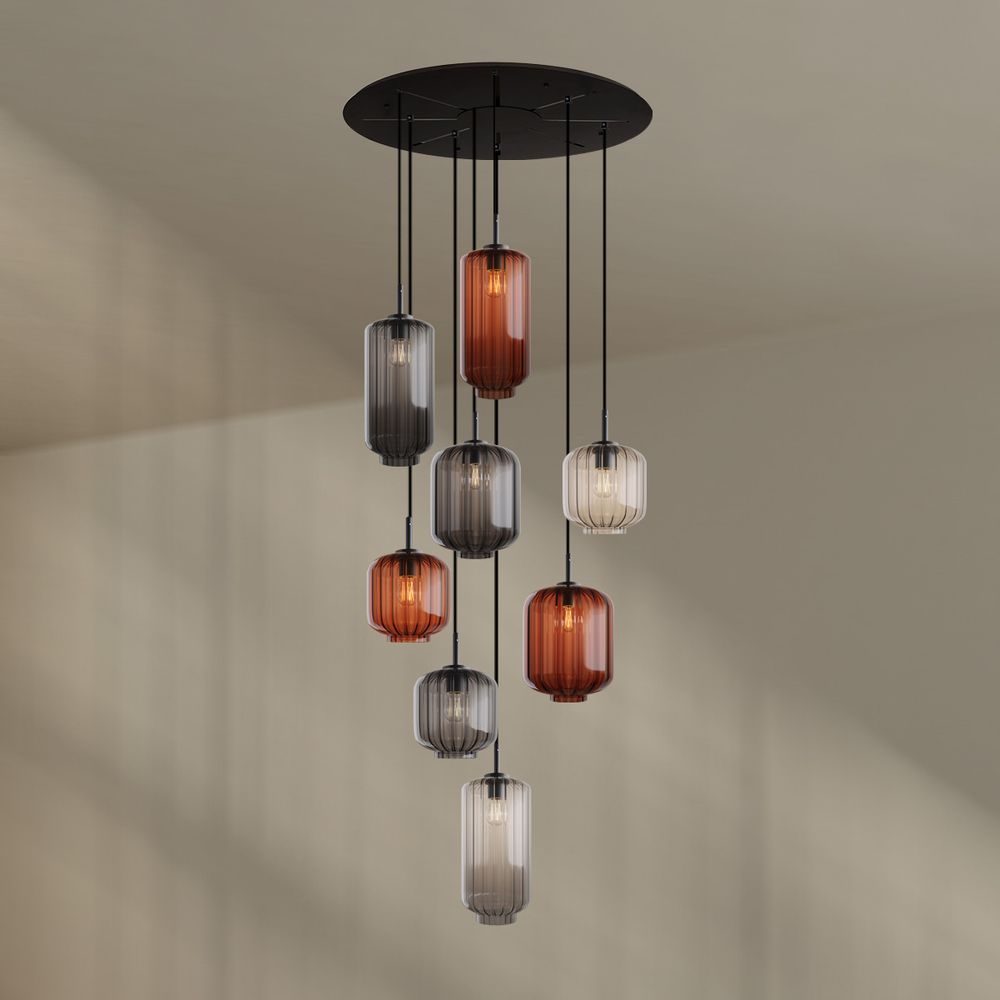 s.luce Velo lampe de galerie 8 flammes Ø 80cm baldaquin Ø 18/20/25cm