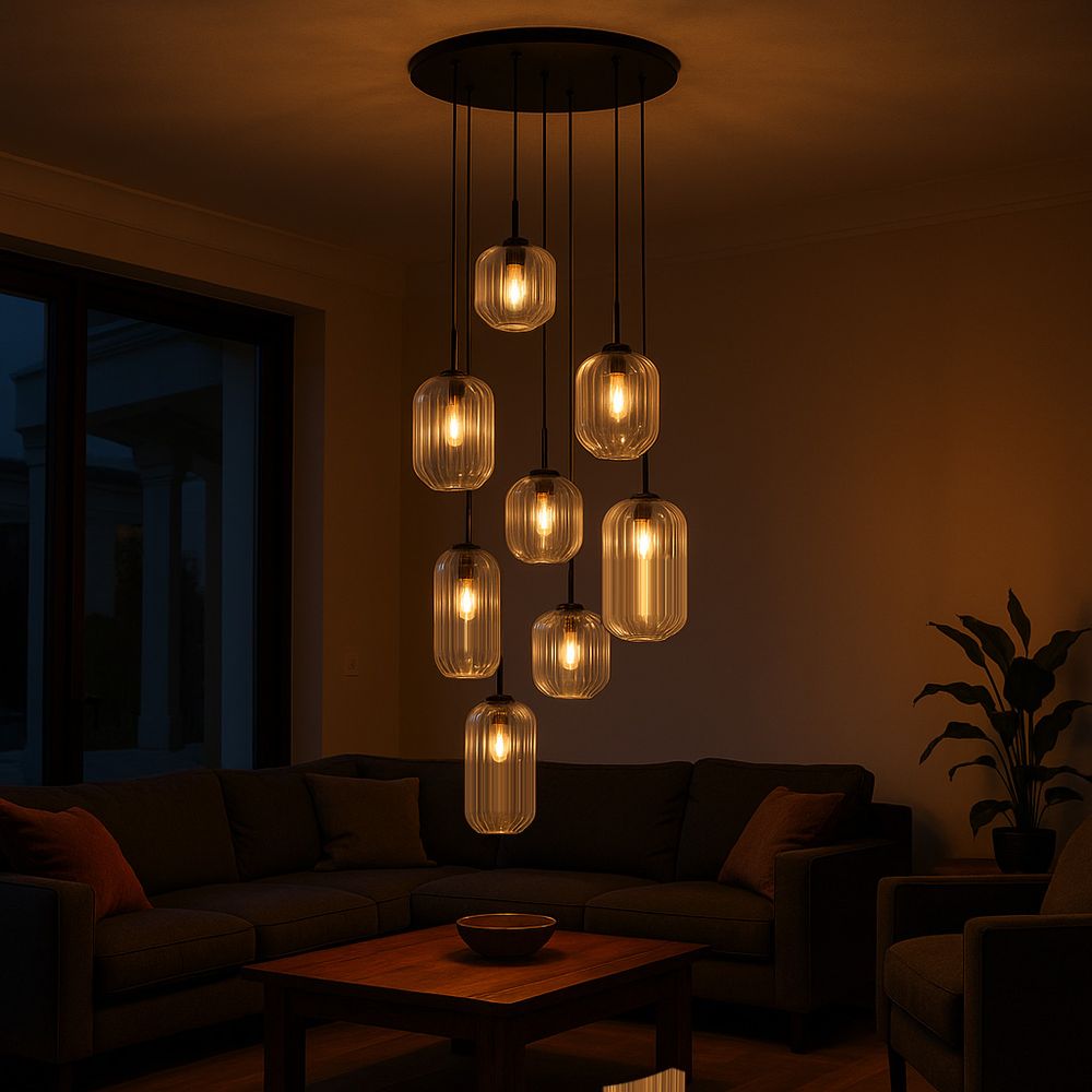 s.luce Velo lampe de galerie 8 flammes Ø 80cm baldaquin Ø 18/20/25cm