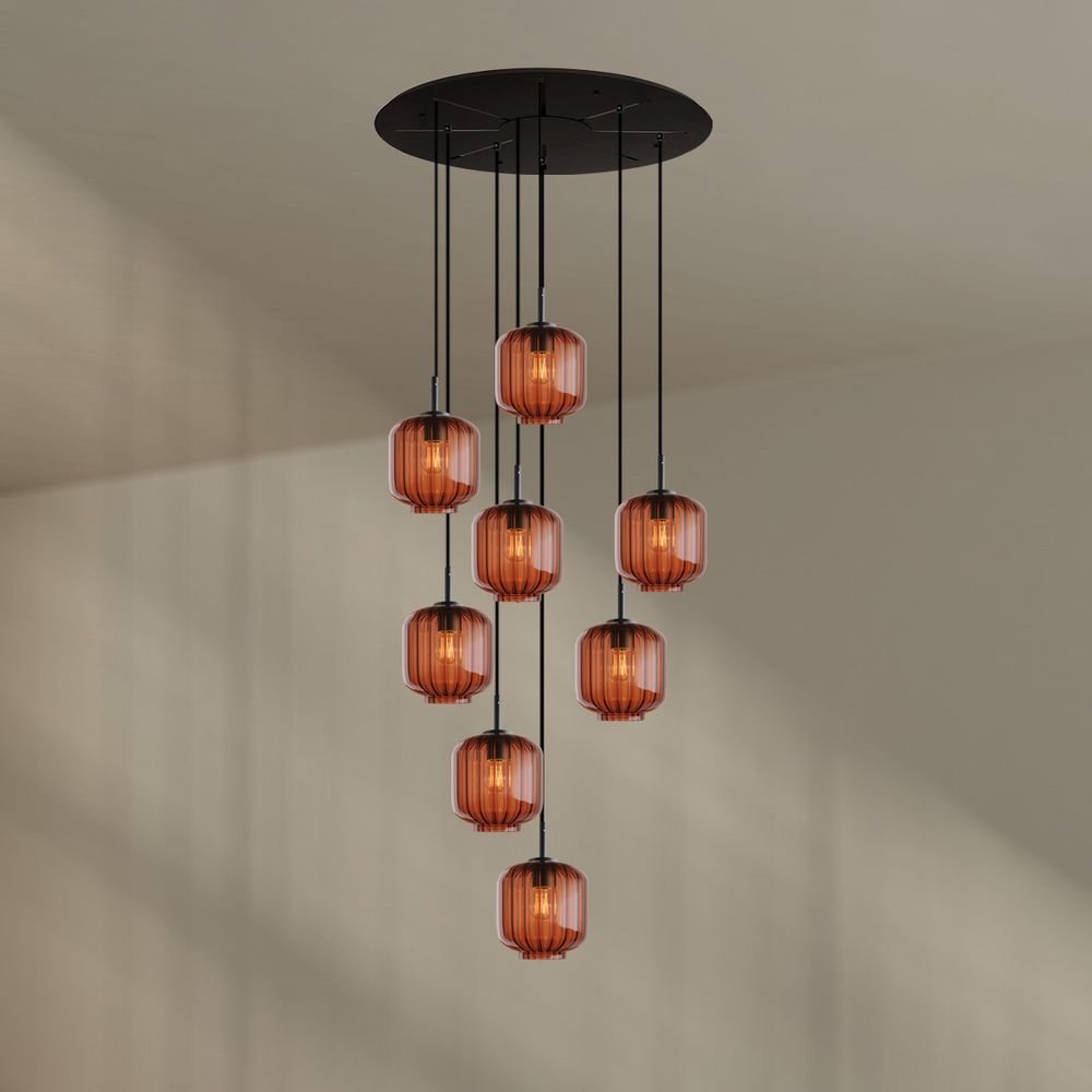 s.luce Velo lampe de galerie 8 flammes Ø 80cm baldaquin Ø 20cm