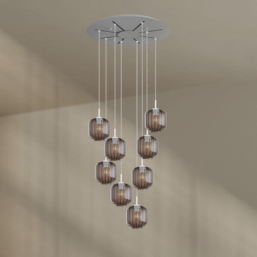 s.luce Velo lampe de galerie 8 flammes Ø 80cm baldaquin Ø 20cm