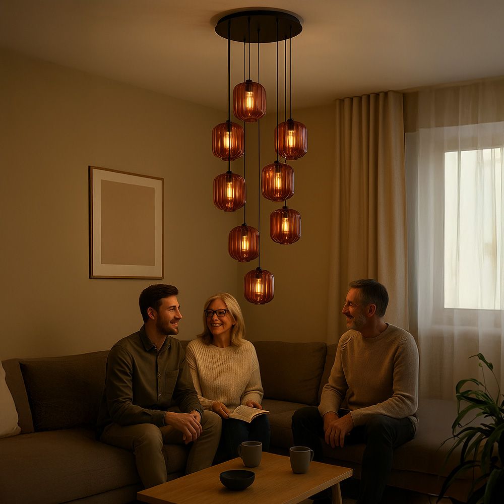 s.luce Velo lampe de galerie 8 flammes Ø 80cm baldaquin Ø 20cm