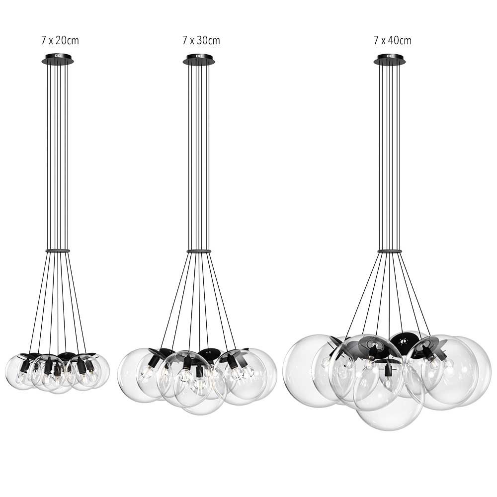 s.luce Cluster glass globe gallery light lampada a sospensione a 7 luci